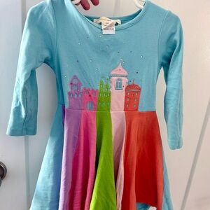 Lemon Loves Lime 2T Colorful Castle Print Dress